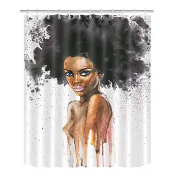 Afro Amerikiečių 3D Spausdinimo Sext Juoda Mergina Dušo Užuolaidos su Afro Meno Vonios kambarys Dekoro