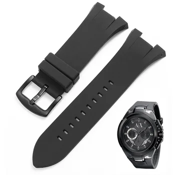 Pakeisti-RMANI AX1050 AX1803 AX1802 Serijos Juoda Silikono Dirželis Įgaubtas Sąsaja Gumos Vyrų Pin Sagtis Watchband